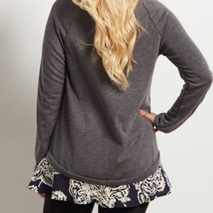 Pinkblush Sweaters - Pinkblush Charcoal Chiffon Sweater Pinkblush Sweaters - Pinkblush Charcoal Chiffon Sweater